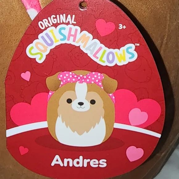ANDRES 🎀 Sheltie Dog Valentine 2024 Original Squishmallow by Kelly Toy ☆》NWT《☆ - Picture 2 of 8